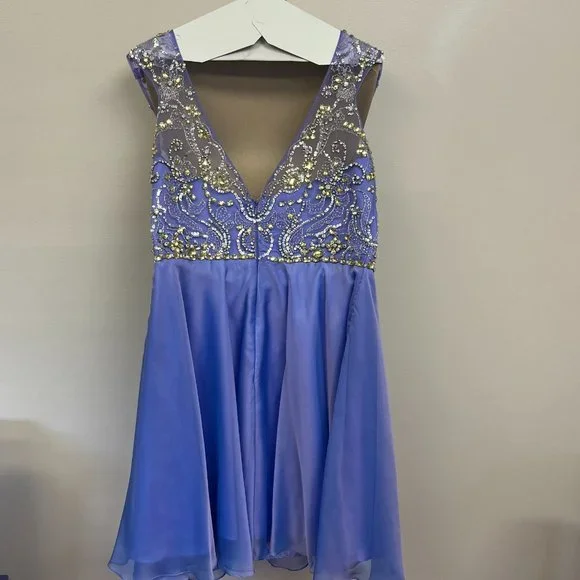 periwinkle blue homecoming dress Beatrice B Dress with Contrasting Belt in Supersonic Blue